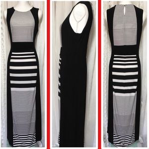 Liz Claiborne Black And White Striped Maxi Dress M